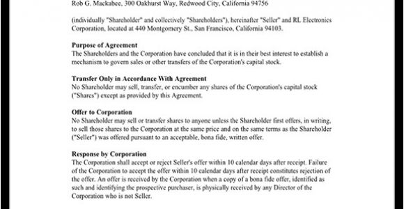 First Right Of Refusal Contract Template Right Of First Refusal Contract for Shares First Right
