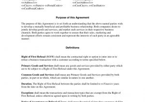 First Right Of Refusal Contract Template Right Of First Refusal with Non Disclosure Agreement
