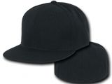 Fitted Hat Template Black Fitted Flat Bill Plain solid Blank Baseball Ball Cap