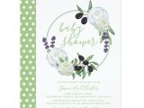 Flower Card for New Baby Romantic Floral Rustic Olive Wreath Baby Shower Card