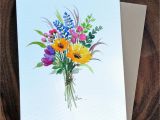 Flower Card Get Well soon Set Of 3 original Hand Painted Watercolor Flower Bunch
