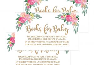 Flower Card Next Day Delivery 25 Flower Books for Baby Request Insert Card for Girl Gold Floral Baby Shower Invitations or Invites Cute Bring A Book Instead Of A Card theme for