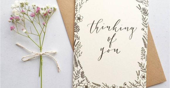 Flower Card Thinking Of You Thinking Of You Modern Calligraphy Card In 2020