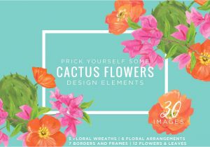 Flower Decoration Visiting Card Design Cactus Flowers Graphic Kit by Relish Designs On