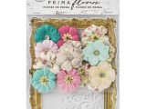 Flower Embellishments for Card Making Prima Marketing Misty Rose Mulberry Paper Flowers 14 Pkg
