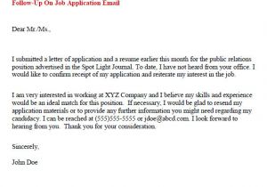 Follow Up Email after Job Application Template Sample Follow Up Email 5 Examples format