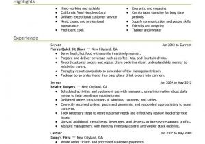 Food Industry Resume Templates Fast Food Server Resume Examples Free to Try today