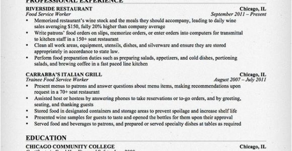 Food Industry Resume Templates Food Service Waitress Waiter Resume Samples Tips