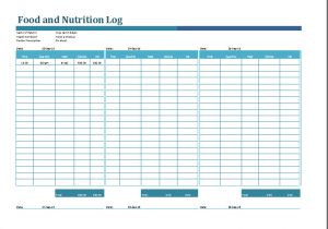 Food Logs Templates Sales Log Food Nutrition and Action Log Templates Word
