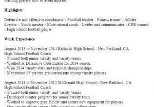 Football Cv Templates Free 1 High School Football Coach Resume Templates Try them