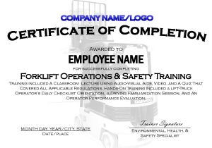 Forklift Operator Certificate Template 9 Best Images Of Printable Safety Certificates Safety