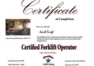 Forklift Operator Certificate Template forklift Training In Vancouver Surrey Burnaby Richmond Bc