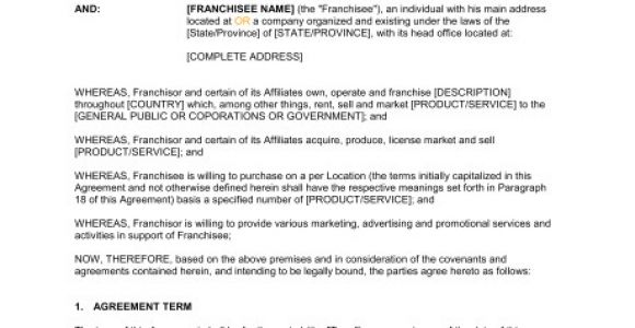 Franchise Contract Template Free Franchise Agreement Template Word Pdf by Business In