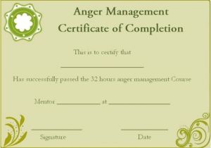 Free Anger Management Certificate Of Completion Template Anger Management Certificate Of Completion Template