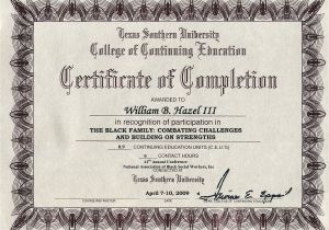 Free Anger Management Certificate Of Completion Template College University Texas southern University College Of