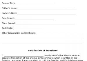 Free Birth Certificate Translation Template From English to Spanish Birth Certificate Translation Template Spanish to English