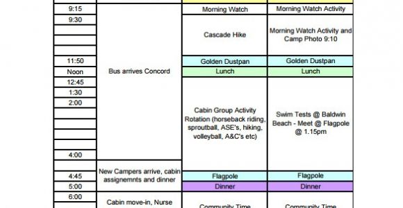 Free Business Plan Template for Summer Camp 13 Camp Schedule Templates Pdf Doc Xls Free