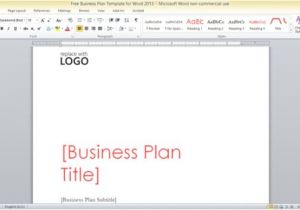 Free Business Plan Template Word Document Free Business Plan Template for Word 2013