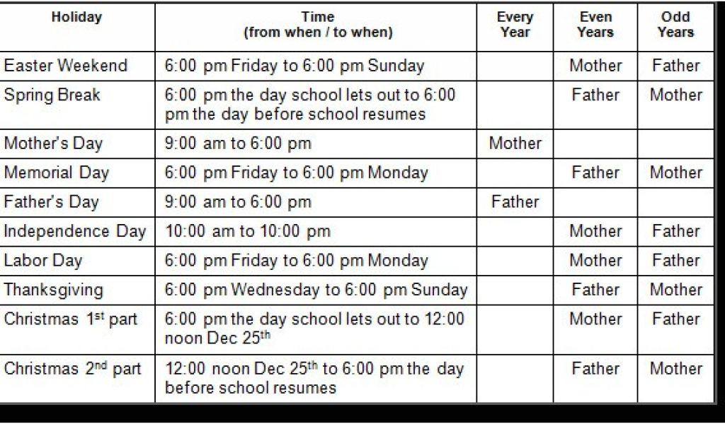 Custody Calender Nicol Sharleen