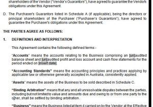 Free Contract for Sale Of Business Template Agreement Sale Purchase Business Contract