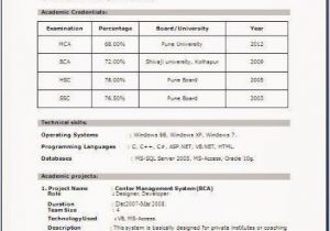 Free Download Mca Fresher Resume format Fresher Resume format for Mca Student