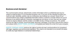 Free Email Disclaimer Template Email Disclaimer Template Bizorb