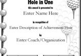 Free Hole In One Certificate Template Award Certificate Templates