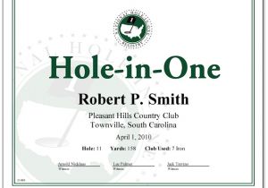 Free Hole In One Certificate Template Hole In One Award Certificate Only 18 00 Certificates