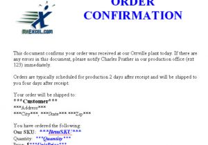 Free HTML order Confirmation Email Template order Confirmation Templates Word Excel Samples