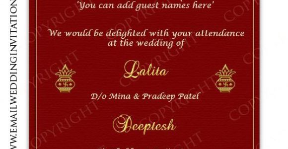 Free Indian Wedding Invitation Email Template Single Page Email Wedding Invitation Diy Template Indian