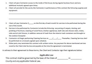 Free Janitorial Contract Template Free Printable Cleaning Services Agreement Printable