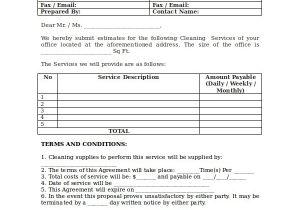 Free Janitorial Proposal Template Cleaning Estimate Template Free Download Champlain
