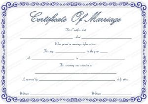 Free Marriage Certificate Template Free Marriage Certificate Template with Blue Borders