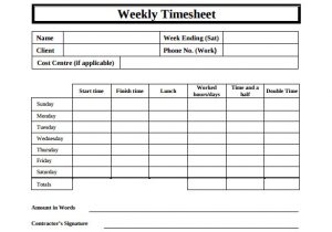 Free Online Timesheet Template 15 Sample Weekly Timesheet Templates for Free Download
