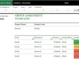 Free Online to Do List Template Group assignment to Do List Template for Excel Online