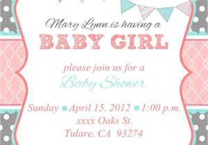 Free Printable Baby Shower Invitation Templates for A Girl Loca Date Time Line About Diaper Raffle Spa Prize