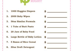 Free Printable Price is Right Baby Shower Game Template Printable Price is Right Girls Baby Shower Game