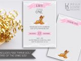 Free Printable Thank You Card Bambi Birthday Invitation Free Thank You Card Invitation