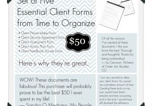 Free Professional organizer Contract Template Set Of Five Essential Client forms for Professional