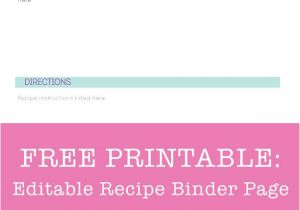 Free Recipe Templates for Binders Free Printable Editable Recipe Binder Page Recipe