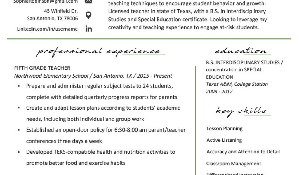 Free Sample Resume for Teachers Elementary Teacher Resume Samples ...