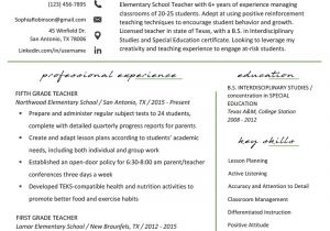 Free Sample Resume for Teachers Elementary Teacher Resume Samples Writing Guide Resume
