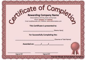 Free Templates for Certificates Of Completion 13 Certificate Of Completion Templates Excel Pdf formats
