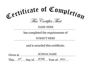 Free Templates for Certificates Of Completion Printable Certificates Of Completion Sampleprintable Com