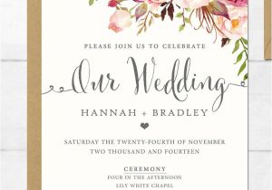 Free Templates for Wedding Invitations to Print Wedding Invitation Printable Wedding Invitation