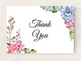 Free Thank You Card Template with Photo Wedding Thank You Card Printable Floral Thank You Card