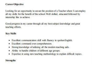 Fresher Primary Teacher Resume format 42 Teacher Resume formats