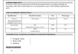 Fresher Resume format Download In Ms Word Instrumentation Control Freshers Resume format Sample