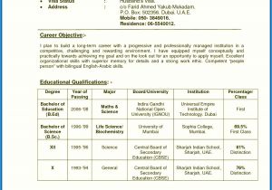 Fresher Teacher Resume format In Word Resume Of A Teacher India Teachers Resume format India