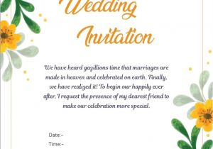 Friends Card Wedding Invitation Quotes My Marriage Invitation Mail to Office Staff Myentrance5 Com